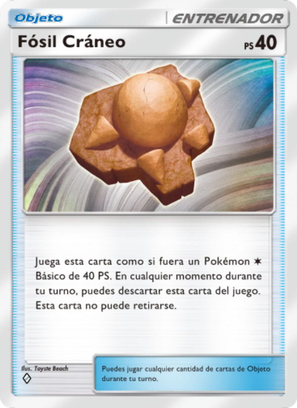 Fósil Cráneo 144 — Pugna Espaciotemporal (Spanish Pokémon TCG card)