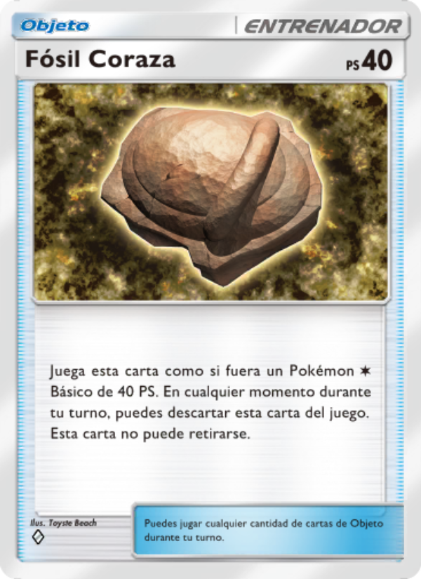 Fósil Coraza 145 — Pugna Espaciotemporal (Spanish Pokémon TCG card)