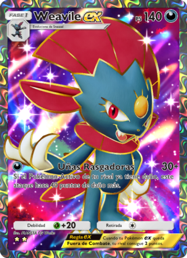 Weavile ex 186 — Pugna Espaciotemporal (Spanish Pokémon TCG card)