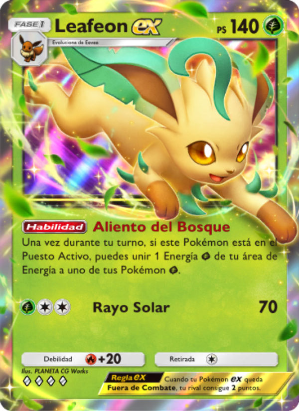 Leafeon ex 010 — Luz Triunfal (Spanish Pokémon TCG card)