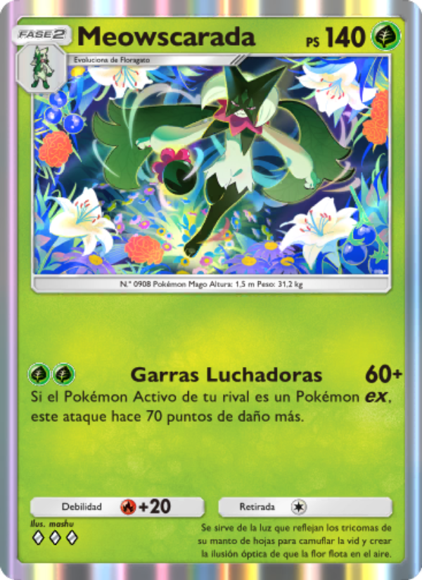 Meowscarada 007 — Festival Brillante (Spanish Pokémon TCG card)