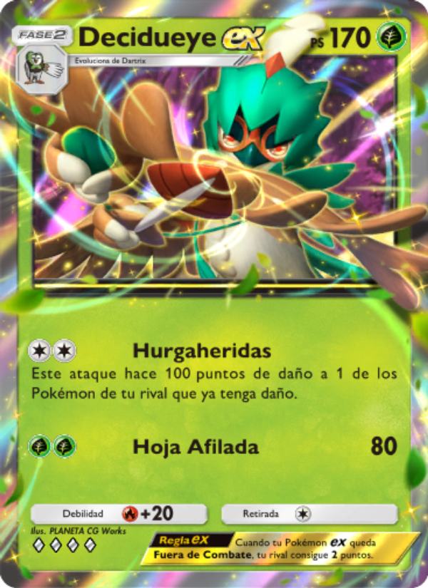 Decidueye ex 012 — Guardianes Celestiales (Spanish Pokémon TCG card)
