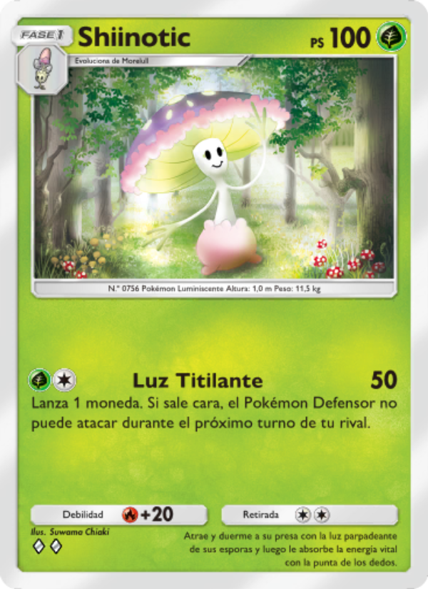 Shiinotic 017 — Guardianes Celestiales (Spanish Pokémon TCG card)