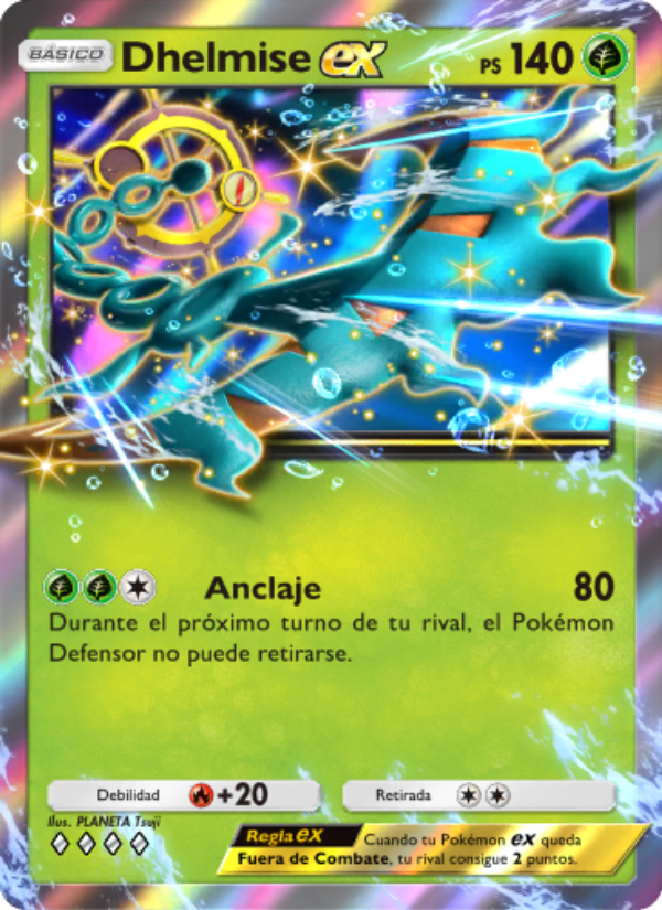Dhelmise ex 023 — Guardianes Celestiales (Spanish Pokémon TCG card)