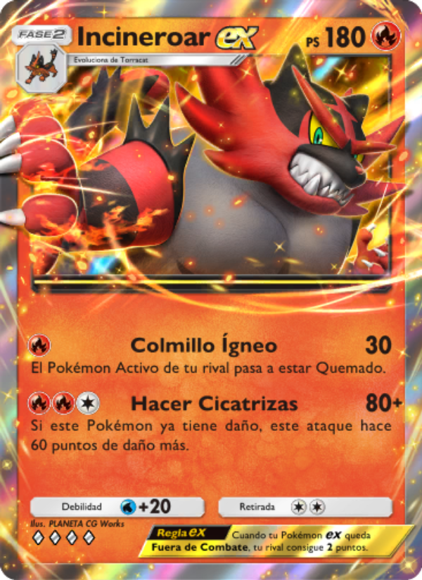 Incineroar ex 033 — Guardianes Celestiales (Spanish Pokémon TCG card)