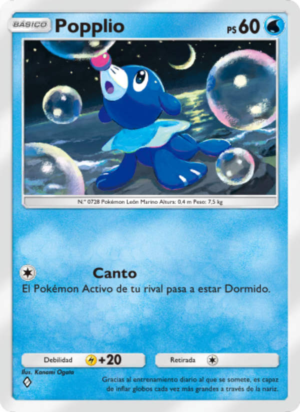 Popplio 045 — Guardianes Celestiales (Spanish Pokémon TCG card)