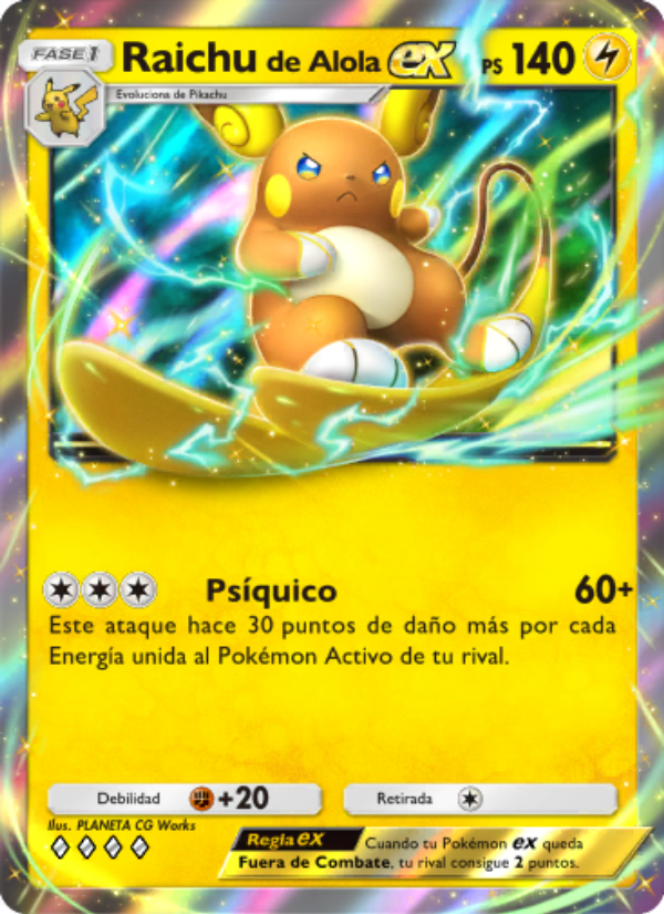 Raichude Alola ex 058 — Guardianes Celestiales (Spanish Pokémon TCG card)
