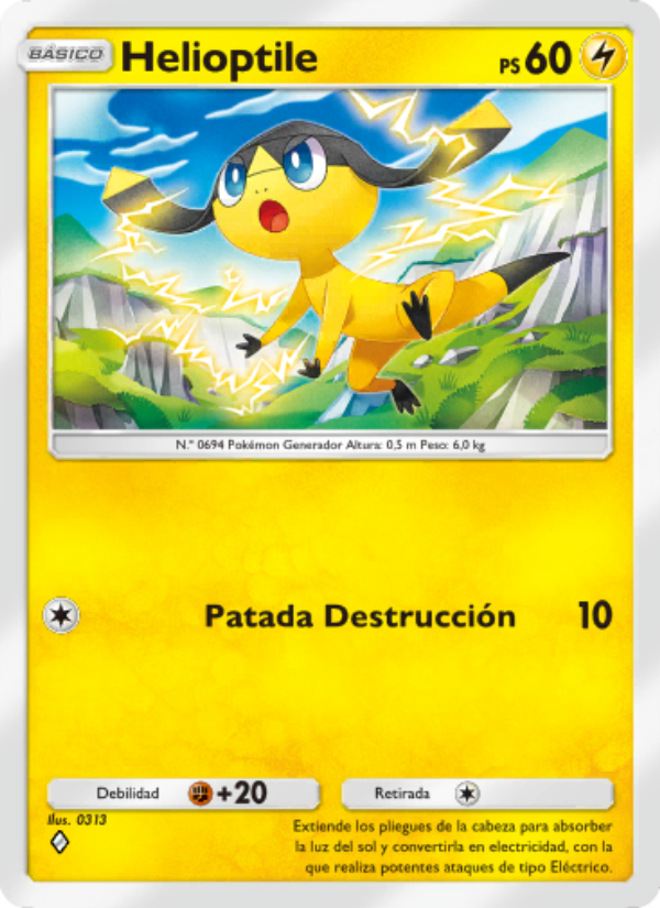 Helioptile 062 — Guardianes Celestiales (Spanish Pokémon TCG card)