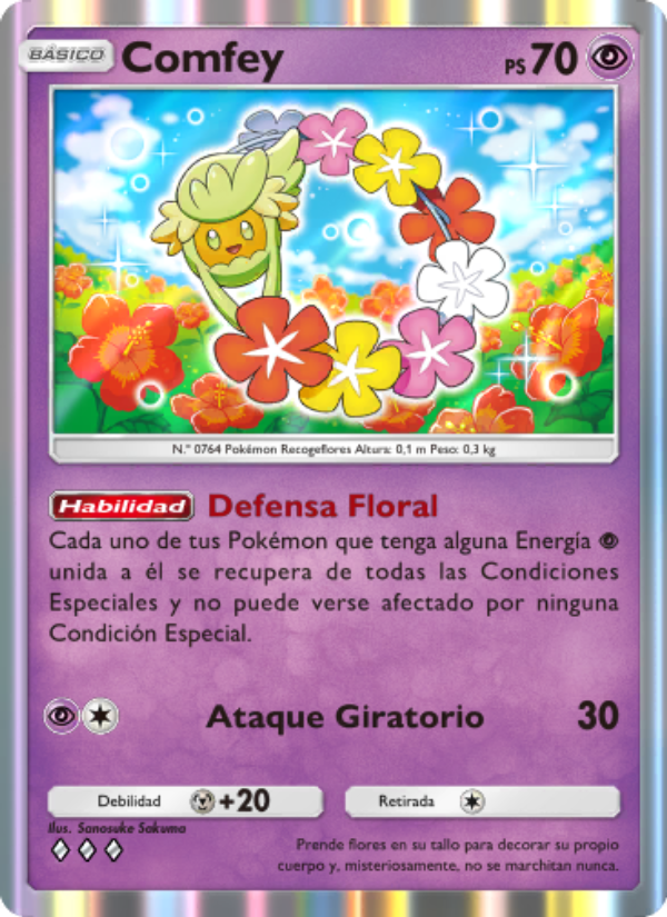 Comfey 080 — Guardianes Celestiales (Spanish Pokémon TCG card)