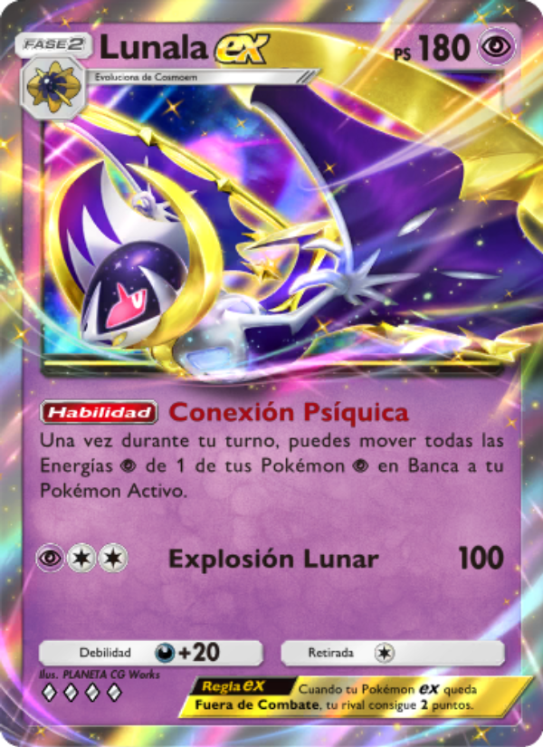 Lunala ex 087 — Guardianes Celestiales (Spanish Pokémon TCG card)