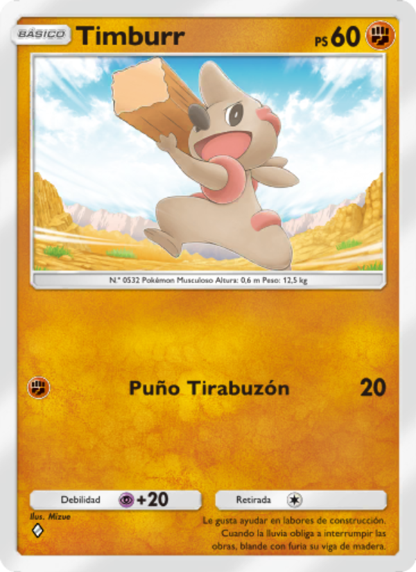 Timburr 094 — Guardianes Celestiales (Spanish Pokémon TCG card)