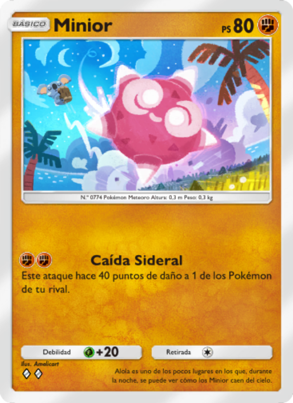 Minior 105 — Guardianes Celestiales (Spanish Pokémon TCG card)