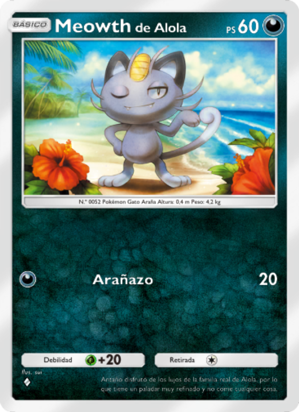 Meowthde Alola 108 — Guardianes Celestiales (Spanish Pokémon TCG card)