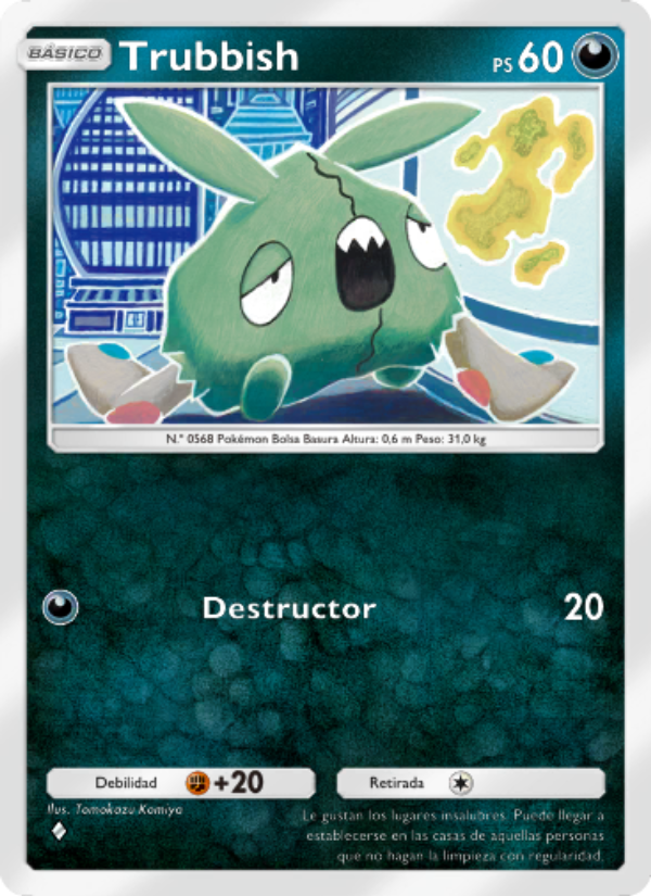 Trubbish 113 — Guardianes Celestiales (Spanish Pokémon TCG card)