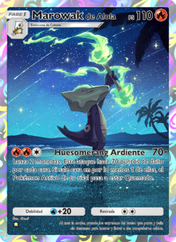 Marowakde Alola 160 — Guardianes Celestiales (Spanish Pokémon TCG card)