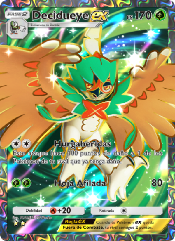 Decidueye ex 180 — Guardianes Celestiales (Spanish Pokémon TCG card)
