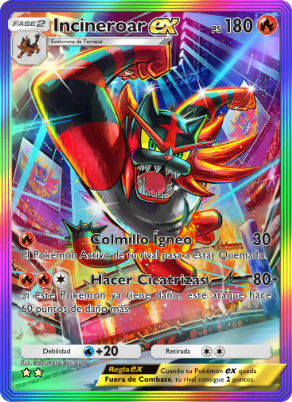 Incineroar ex 200 — Guardianes Celestiales (Spanish Pokémon TCG card)