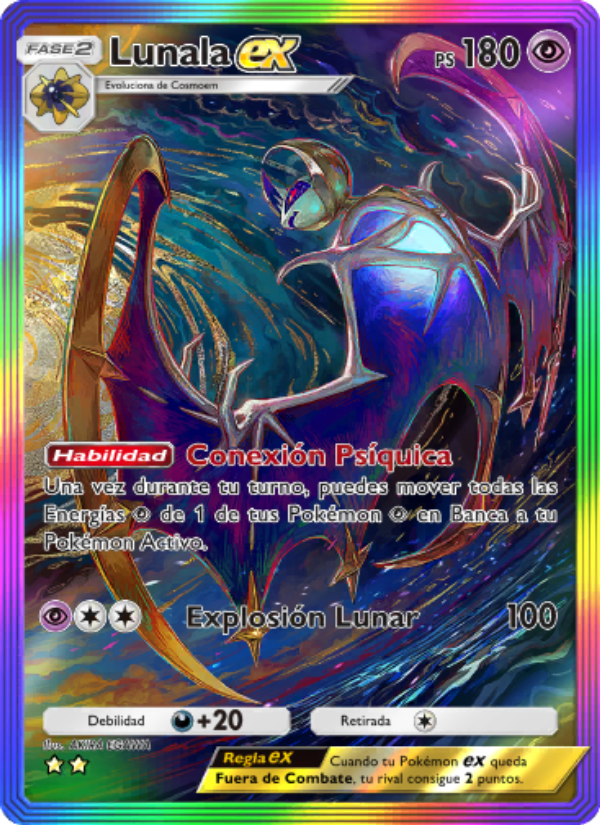 Lunala ex 204 — Guardianes Celestiales (Spanish Pokémon TCG card)