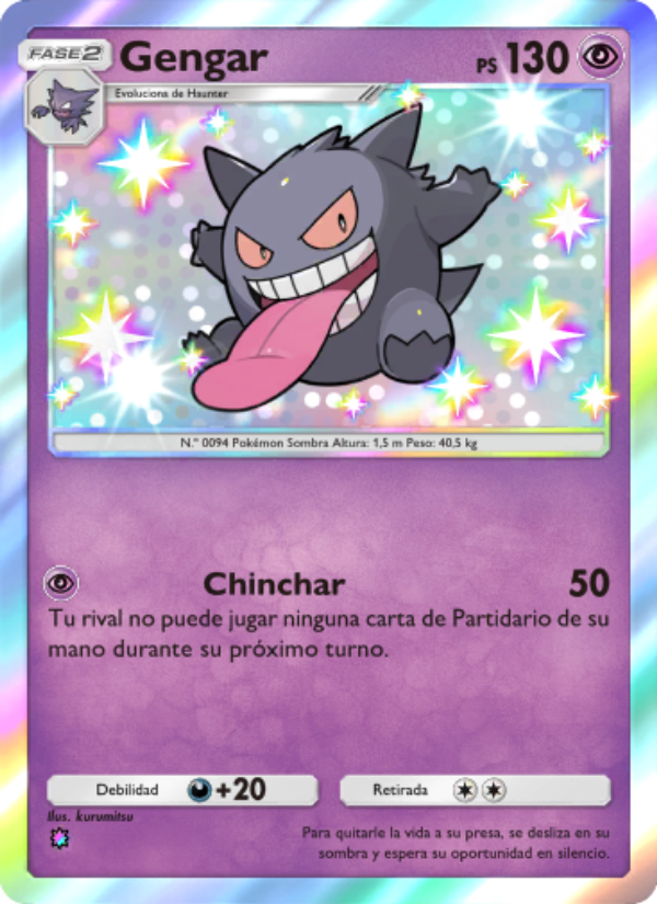 Gengar 222 — Guardianes Celestiales (Spanish Pokémon TCG card)