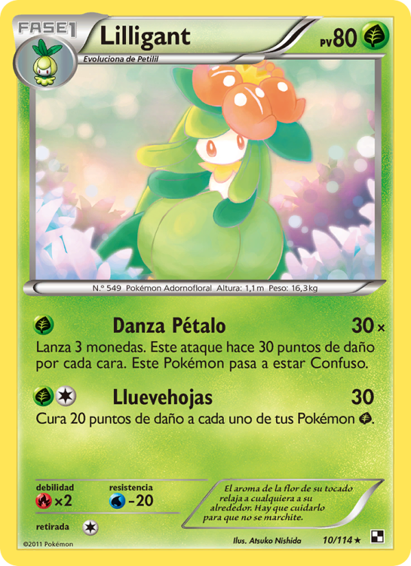 Lilligant 10 — Negro y Blanco (Spanish Pokémon TCG card)