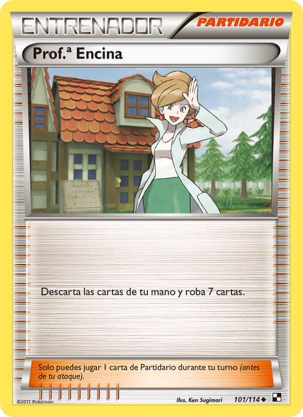 Prof.ª Encina 101 — Negro y Blanco (Spanish Pokémon TCG card)