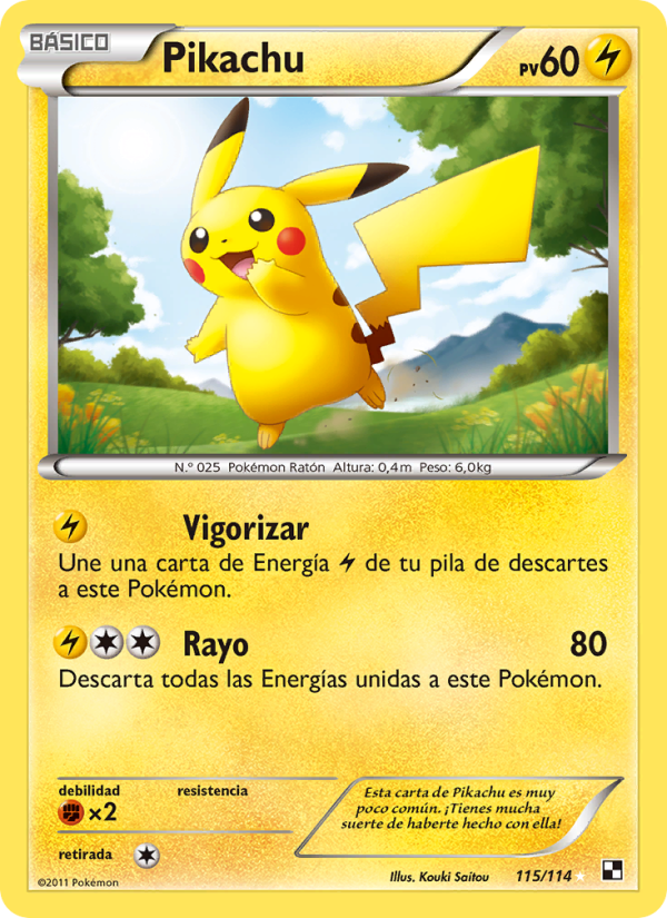 Pikachu 115 — Negro y Blanco (Spanish Pokémon TCG card)