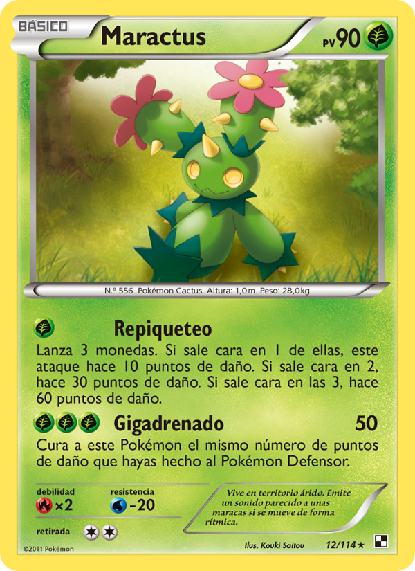 Maractus 12 — Negro y Blanco (Spanish Pokémon TCG card)
