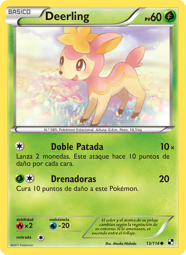 Deerling 13 — Negro y Blanco (Spanish Pokémon TCG card)