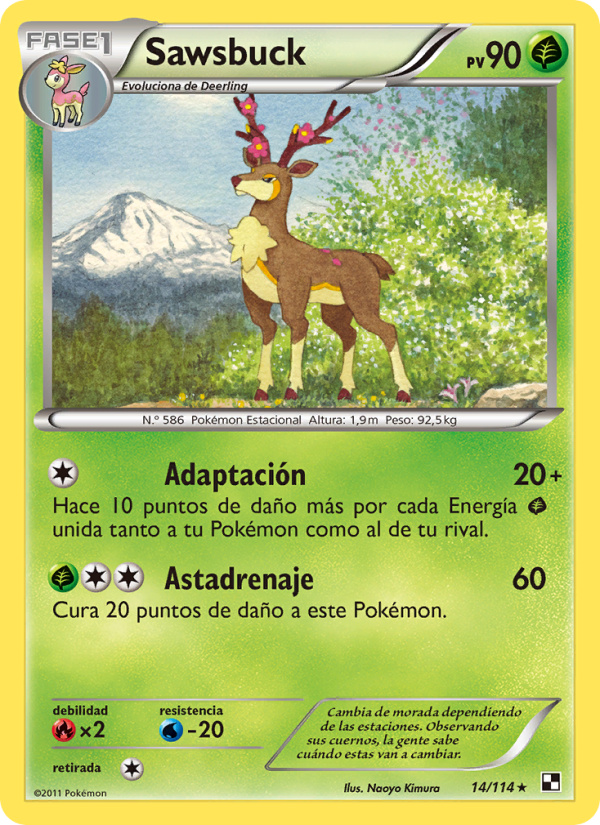 Sawsbuck 14 — Negro y Blanco (Spanish Pokémon TCG card)