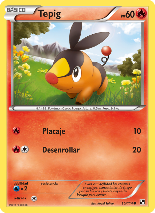 Tepig 15 — Negro y Blanco (Spanish Pokémon TCG card)