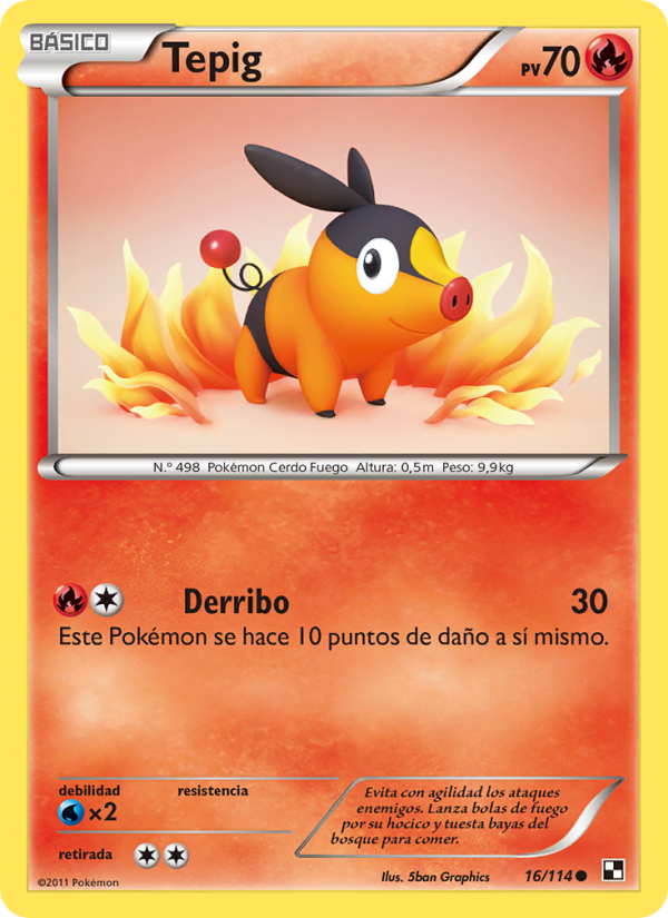 Tepig 16 — Negro y Blanco (Spanish Pokémon TCG card)