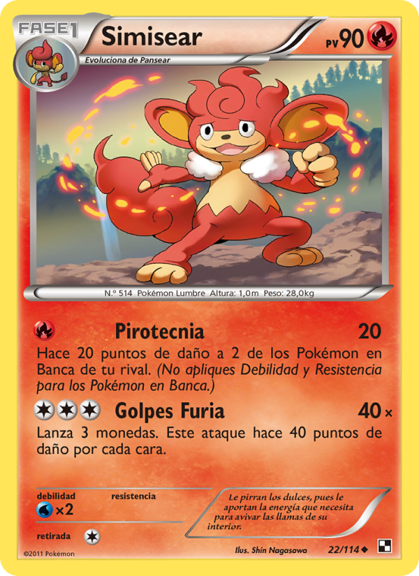 Simisear 22 — Negro y Blanco (Spanish Pokémon TCG card)