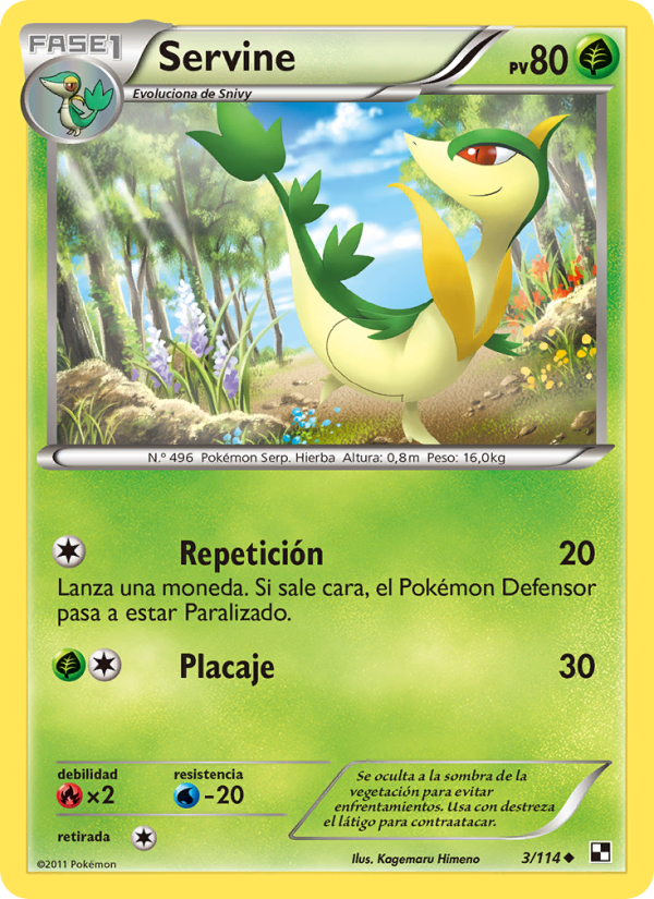 Servine 3 — Negro y Blanco (Spanish Pokémon TCG card)