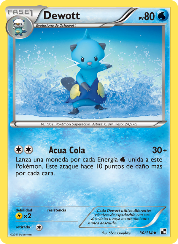 Dewott 30 — Negro y Blanco (Spanish Pokémon TCG card)