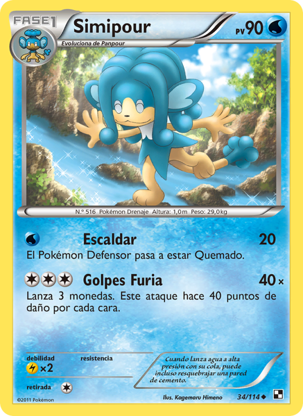 Simipour 34 — Negro y Blanco (Spanish Pokémon TCG card)