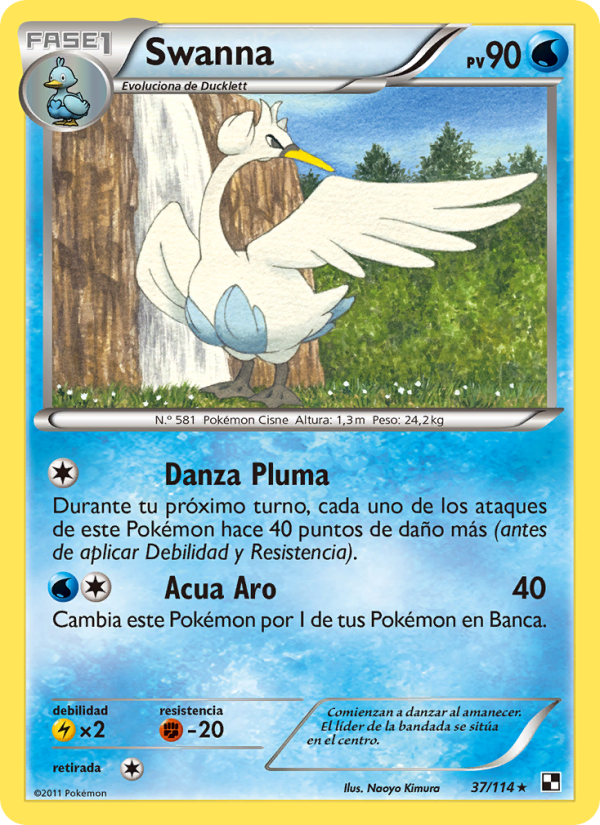 Swanna 37 — Negro y Blanco (Spanish Pokémon TCG card)