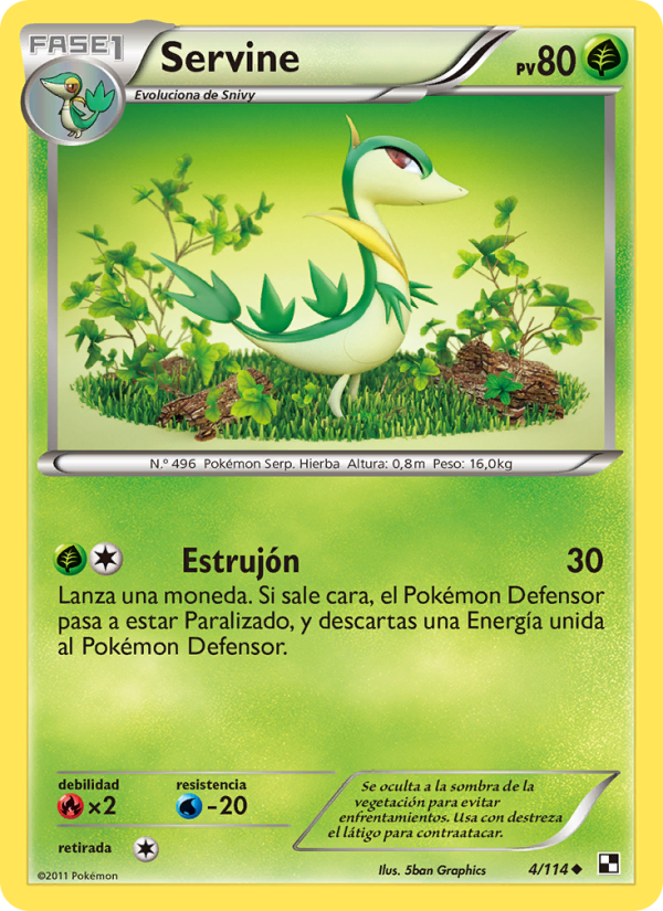Servine 4 — Negro y Blanco (Spanish Pokémon TCG card)