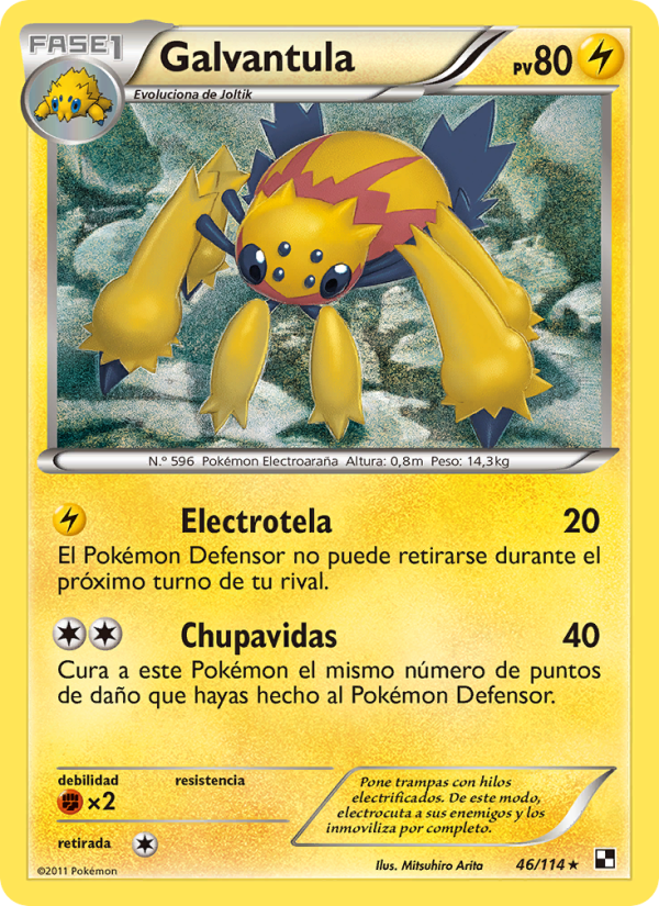 Galvantula 46 — Negro y Blanco (Spanish Pokémon TCG card)