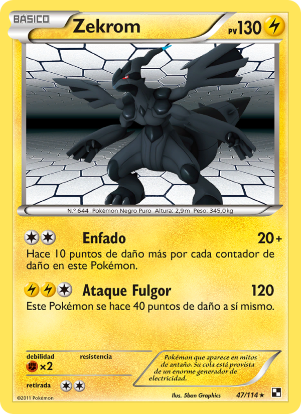 Zekrom 47 — Negro y Blanco (Spanish Pokémon TCG card)