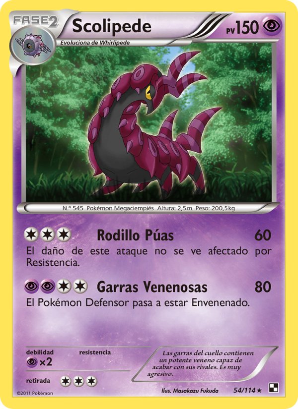 Scolipede 54 — Negro y Blanco (Spanish Pokémon TCG card)