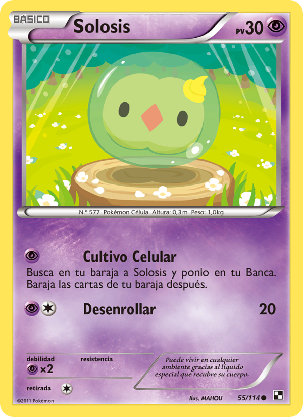 Solosis 55 — Negro y Blanco (Spanish Pokémon TCG card)