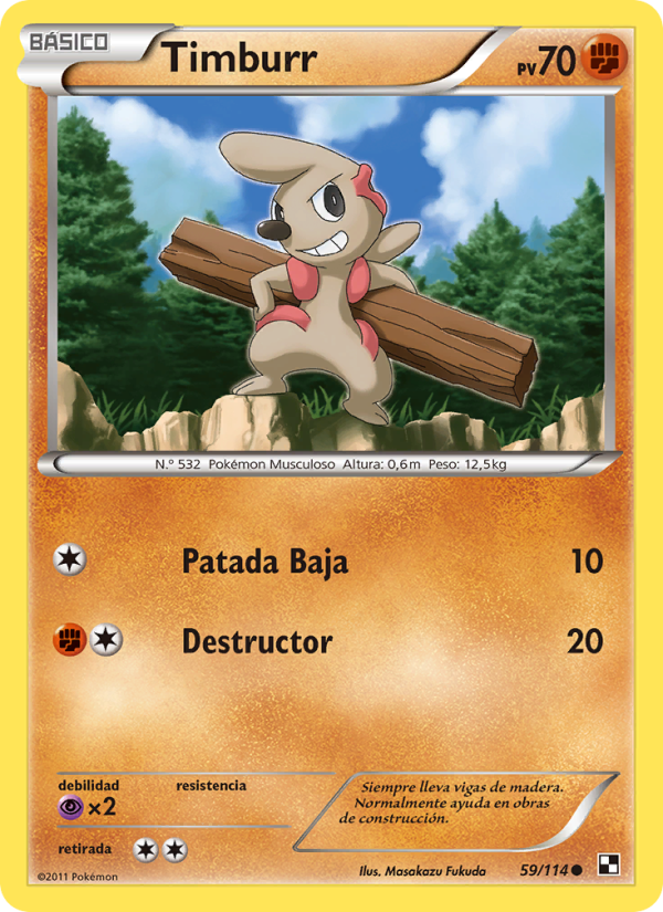 Timburr 59 — Negro y Blanco (Spanish Pokémon TCG card)