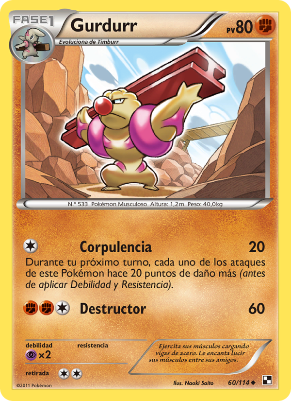 Gurdurr 60 — Negro y Blanco (Spanish Pokémon TCG card)