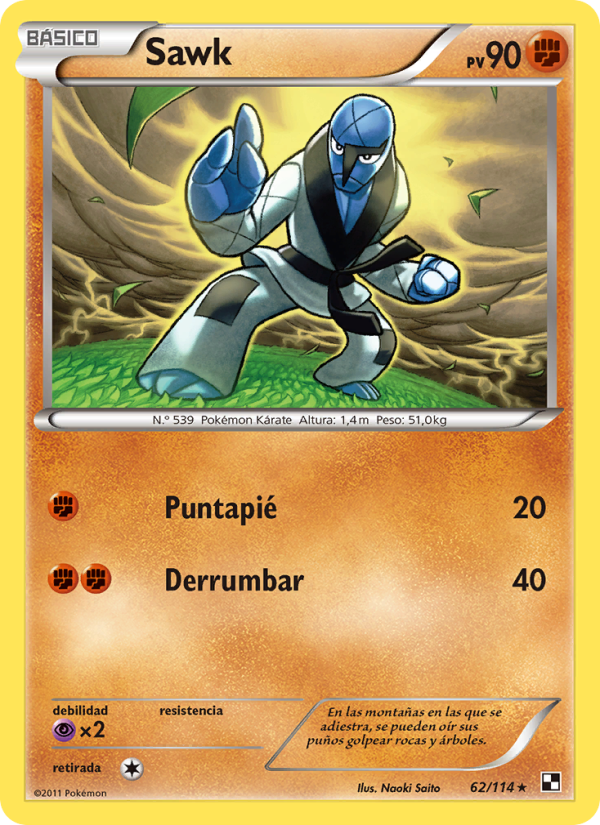 Sawk 62 — Negro y Blanco (Spanish Pokémon TCG card)