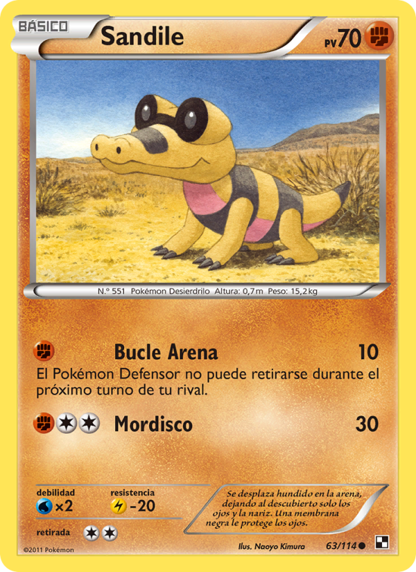 Sandile 63 — Negro y Blanco (Spanish Pokémon TCG card)