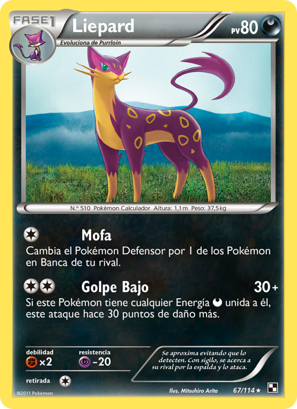 Liepard 67 — Negro y Blanco (Spanish Pokémon TCG card)
