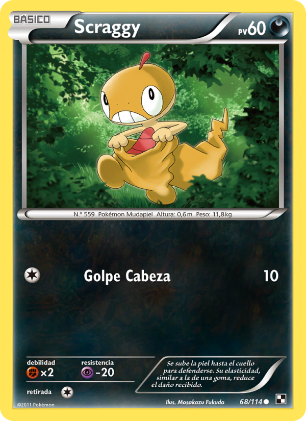 Scraggy 68 — Negro y Blanco (Spanish Pokémon TCG card)