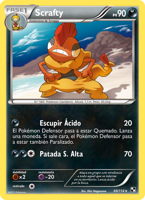 Scrafty 69 — Negro y Blanco (Spanish Pokémon TCG card)