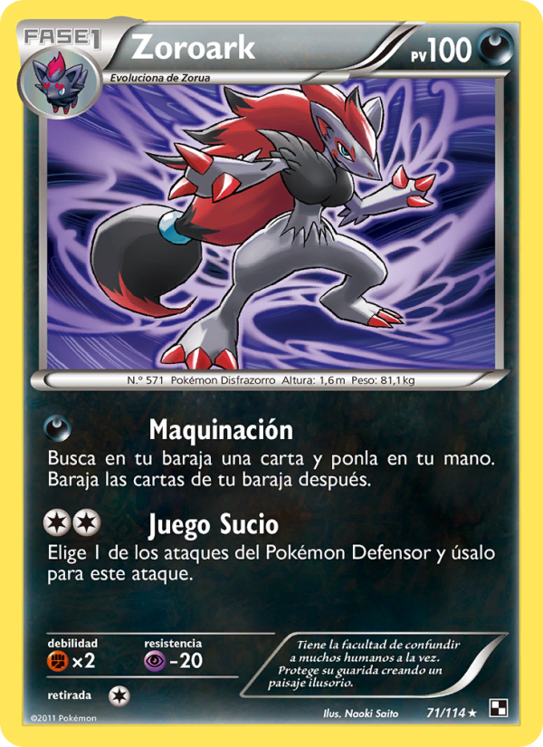 Zoroark 71 — Negro y Blanco (Spanish Pokémon TCG card)