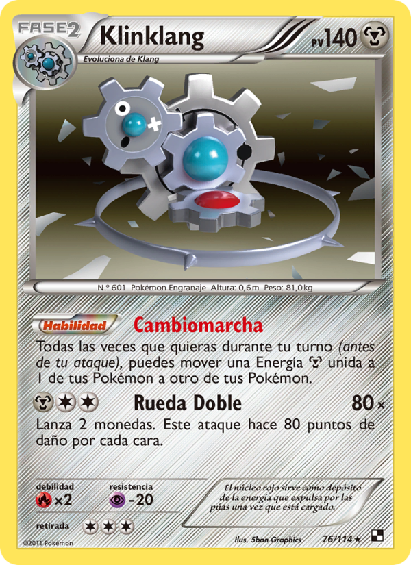 Klinklang 76 — Negro y Blanco (Spanish Pokémon TCG card)